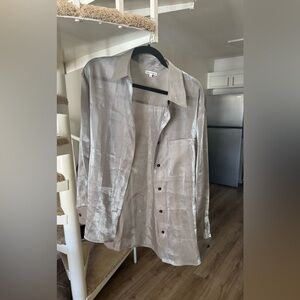 Reformation oversized silver sheer shirt